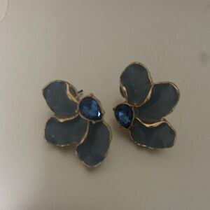 Elegant Blue Floral Earrings